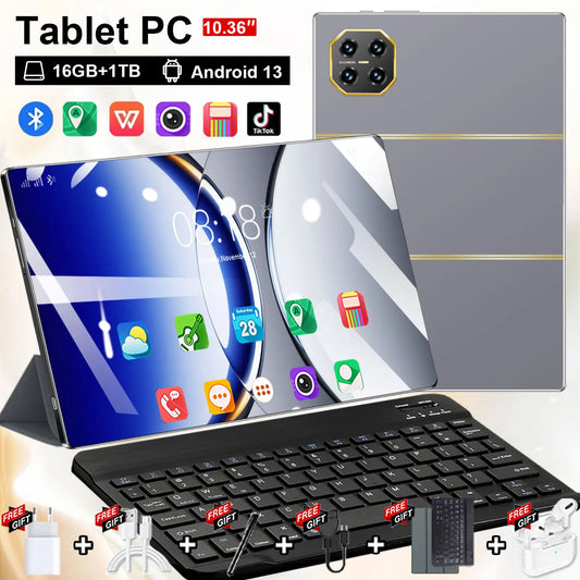10.36inch New 5G Tablet Android 16GB RAM 1TB ROM 20000mAh 14core Android 13.0 Dual Sim Card Dual Camera 16MP 32MP WiFi Network Bluetooth Type-c PC WPS