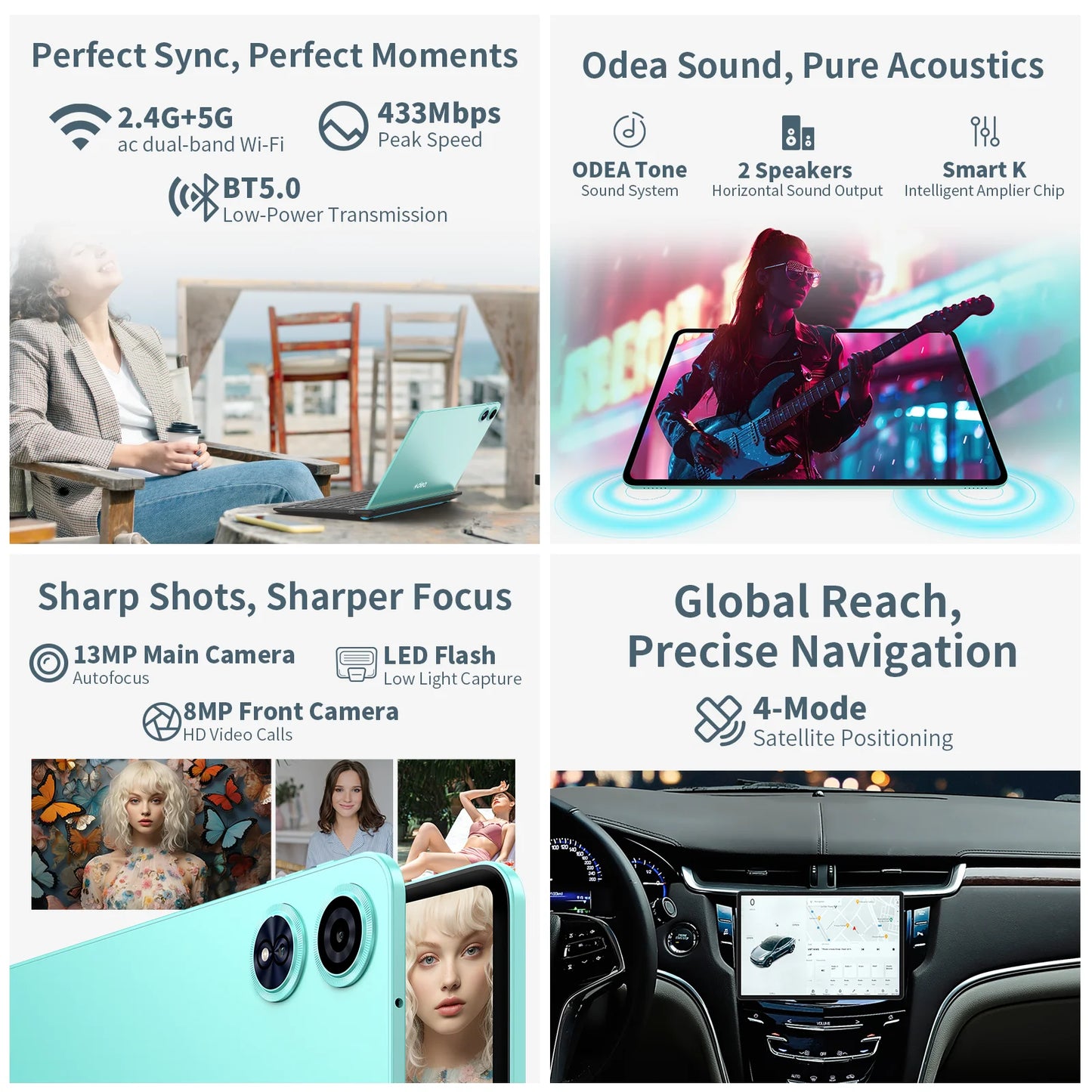 Odea A12 Android 14 Tablet, T606 8-core, 4GB+8GB RAM 128GB ROM, 12 inch 2000x1200 Display, 8000mAh, Widevine L1, 13MP Camera