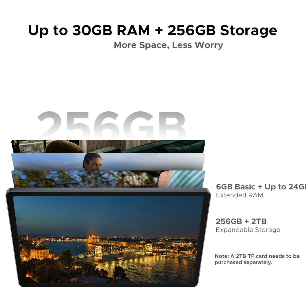 Global Version DOOGEE U11 Pro Android 15 Tablet 30GB(6+24) 256GB 11" HD 90Hz Display 8580mAh Battery Unisoc T7200 Widevine L1
