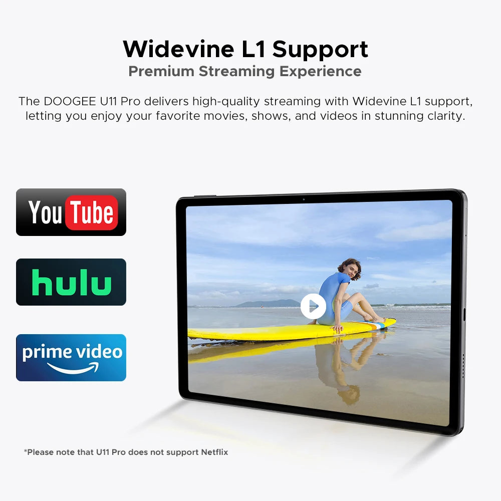 Global Version DOOGEE U11 Pro Android 15 Tablet 30GB(6+24) 256GB 11" HD 90Hz Display 8580mAh Battery Unisoc T7200 Widevine L1