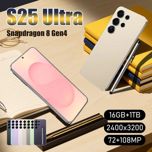 Hot Ultra 5G S25 Smartphone for Gaming Deca Core Android15  S25 Snapdragon LED Display Dual Sim Card Deca Core CPU Excellent