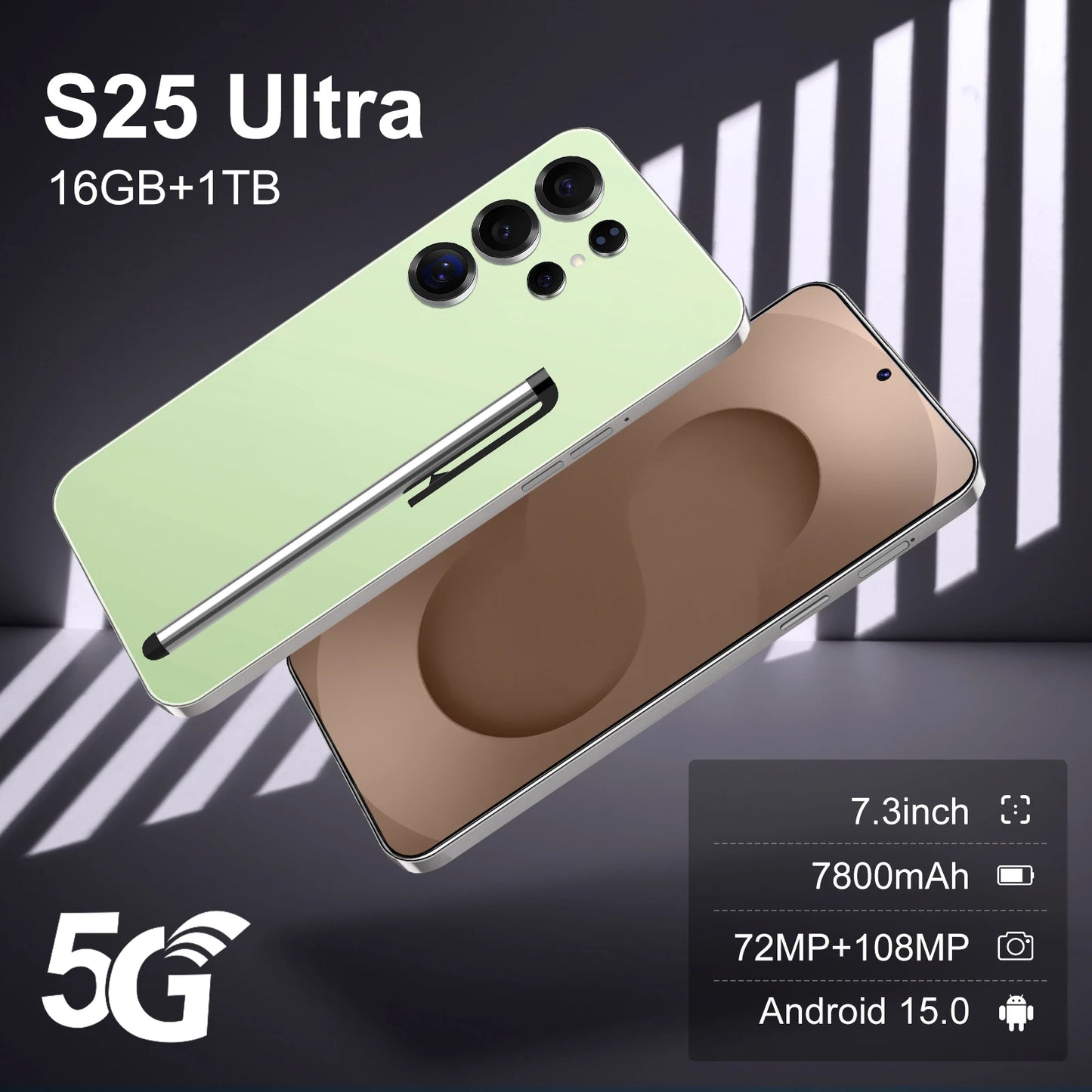 Hot Ultra 5G S25 Smartphone for Gaming Deca Core Android15  S25 Snapdragon LED Display Dual Sim Card Deca Core CPU Excellent