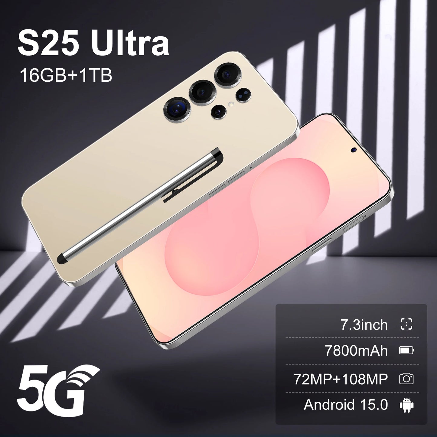 Hot Ultra 5G S25 Smartphone for Gaming Deca Core Android15  S25 Snapdragon LED Display Dual Sim Card Deca Core CPU Excellent