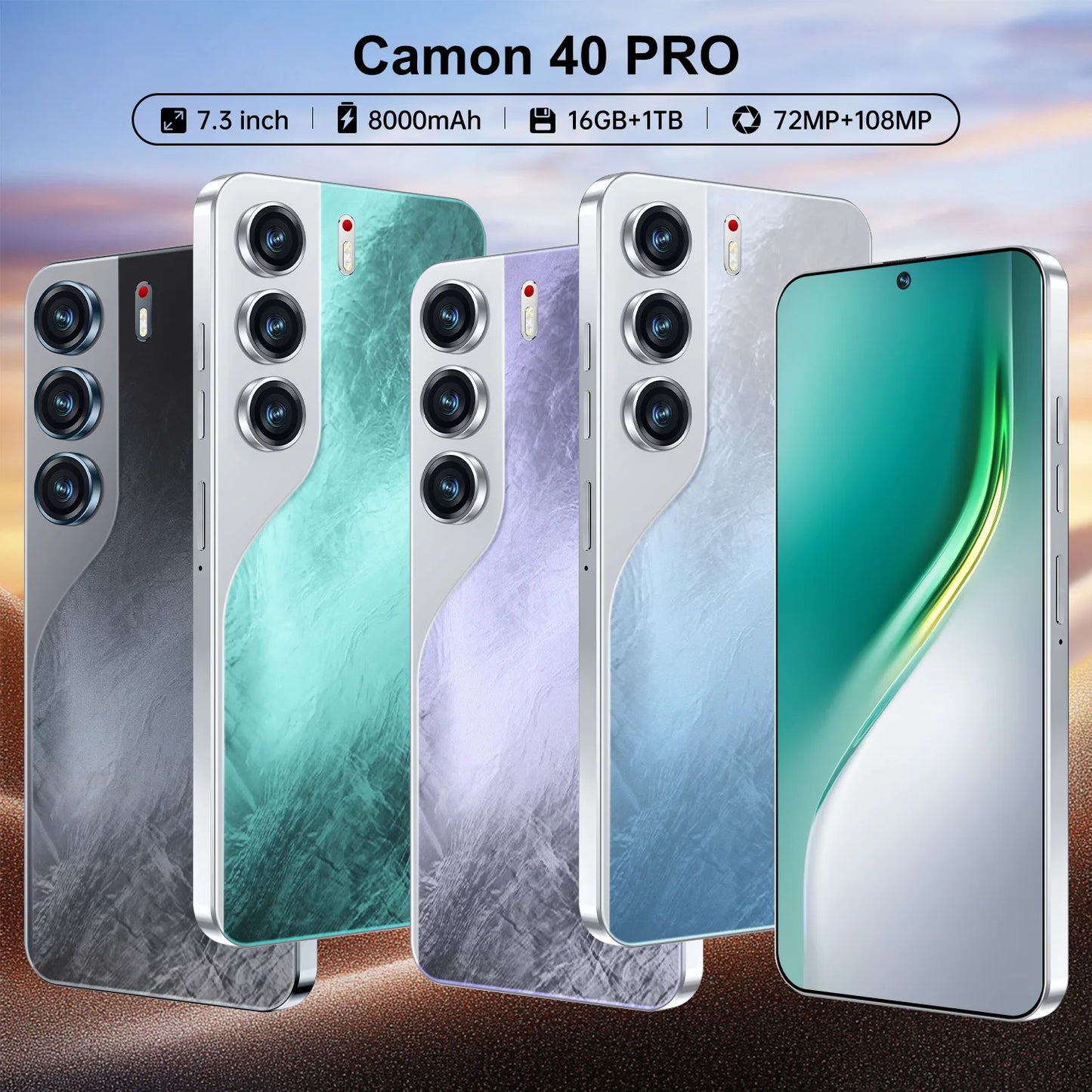 High Quality Camon 40 5G Smartphone New Arrival 4K 108MP Rear Camera 16+1TB Memory for French Spanish Gaming CDMA Wholesale
