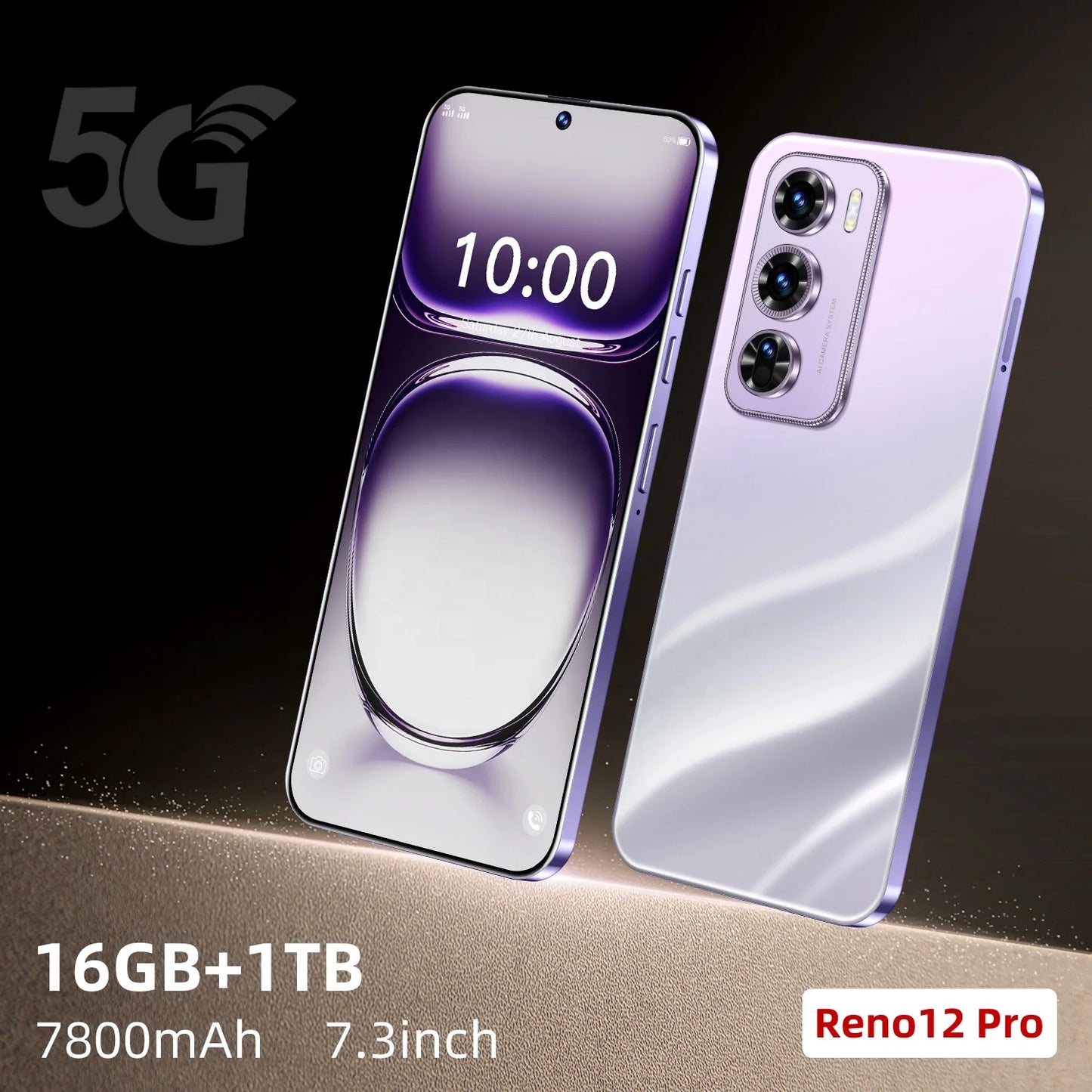 Factory Direct Original Reno12pro 16GB+1TB 7.3 Inch Android 14 5G Unlocked Dual Card Smartphone HD Facial Recognition 7.3 Inch