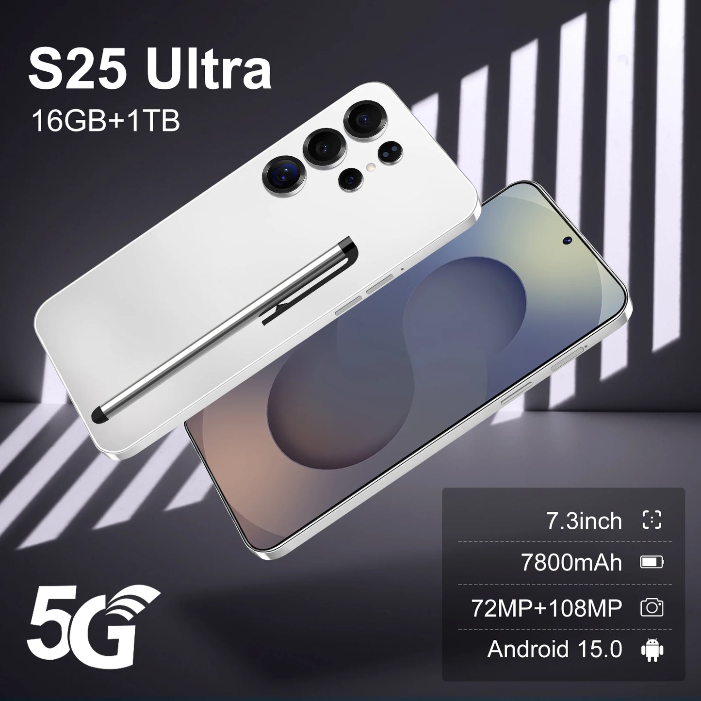 Hot Ultra 5G S25 Smartphone for Gaming Deca Core Android15  S25 Snapdragon LED Display Dual Sim Card Deca Core CPU Excellent