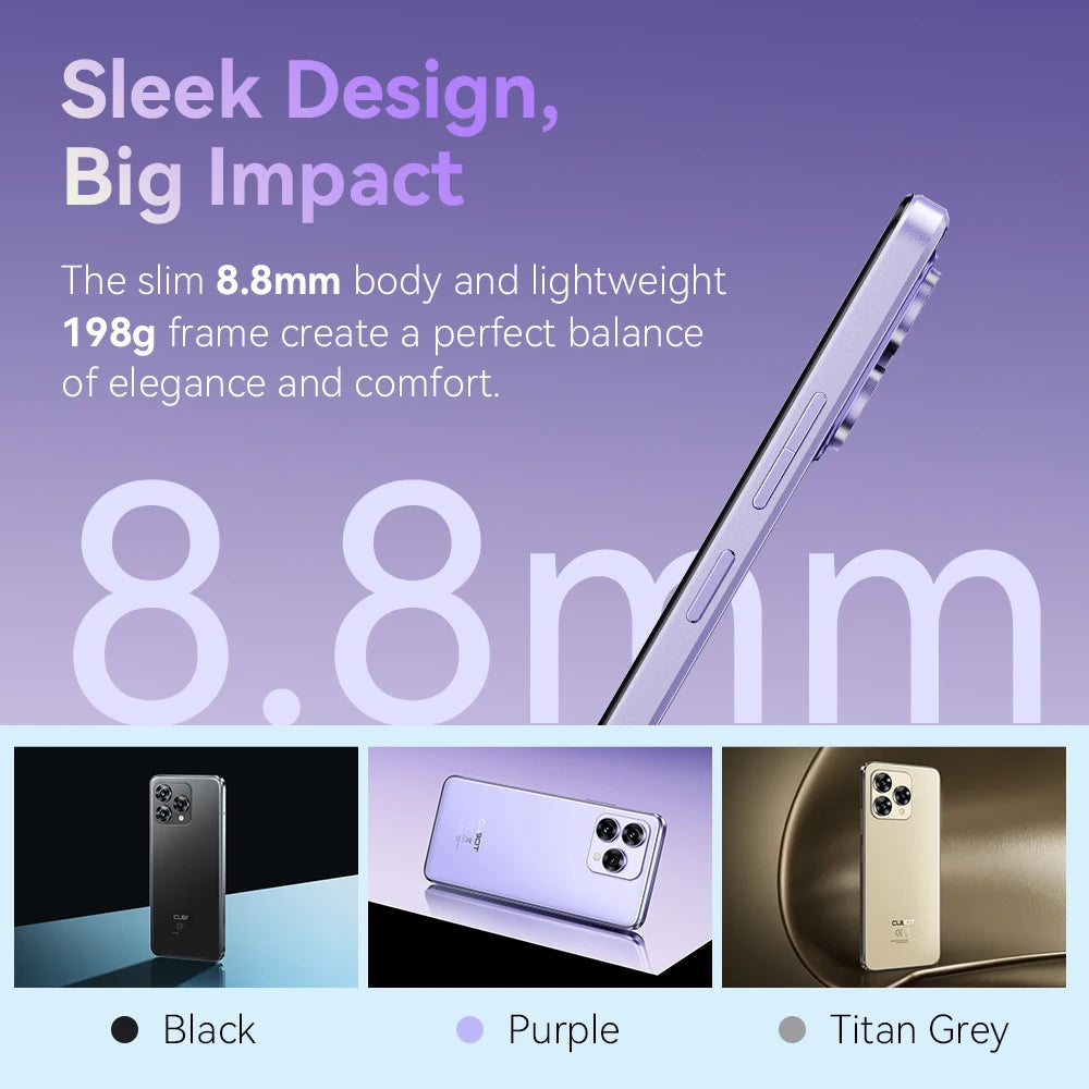 Cubot A40 Smartphone, Android 15, 12GB RAM+256GB ROM, 6.88-Inch 120Hz Screen,Octa-core, 48MP Camera, 5100mAh Battery,NFC,Face ID