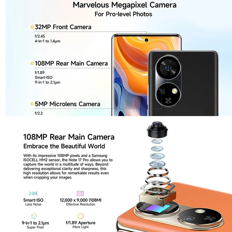 In Stock Ulefone Note 17 Pro,24GB+256GB,Android 13,NFC,6.78" 120HZ AMOLED Curved Display,108MP Camera,5050mAh,Global Version