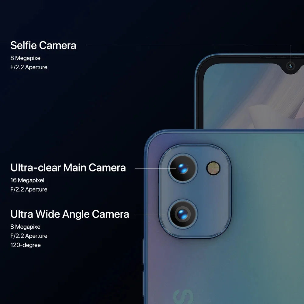 UMIDIGI A13S 4GB 64GB Android 11 Quad Core 6.7" HD+ Display Cellular 5150mAh 16MP Rear Camera Global 4G Network