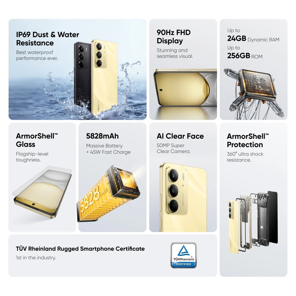 [World Premiere] realme C75 Smartphone Helio G92 Max Chipset 5828mAh Battery 45W Charge 6.72'' 90Hz Display 50MP Camera NFC IP69