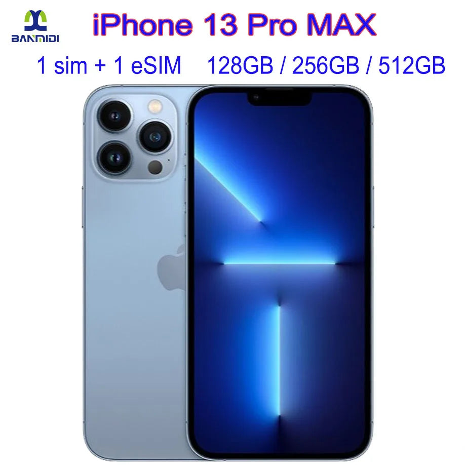 Original Unlocked iPhone 13 Pro Max 6.7" Super Retina OLED 128GB 256GB ROM 6GB RAM A15 IOS Face ID NFC 5G LTE Mobile Phone