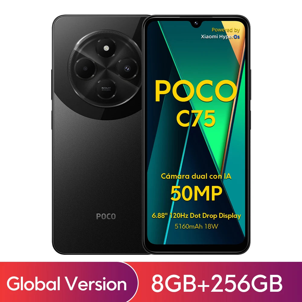 POCO C75 Global Version 6.88" 120Hz Helio G81-Ultra 50MP Dual Camera Massive 18W Fast Charge 5160mAh Battery NFC