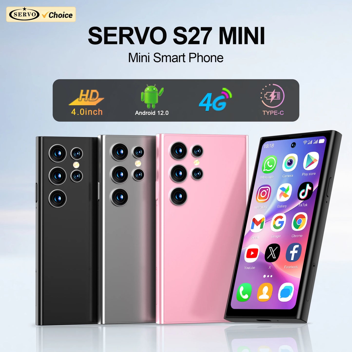 SERVO S27 Mini 4G Version Small Smartphone Android 12.0 OS ROM 16/64GB Google Play Face Unlock Compact Smart Phone Dual SIM Card