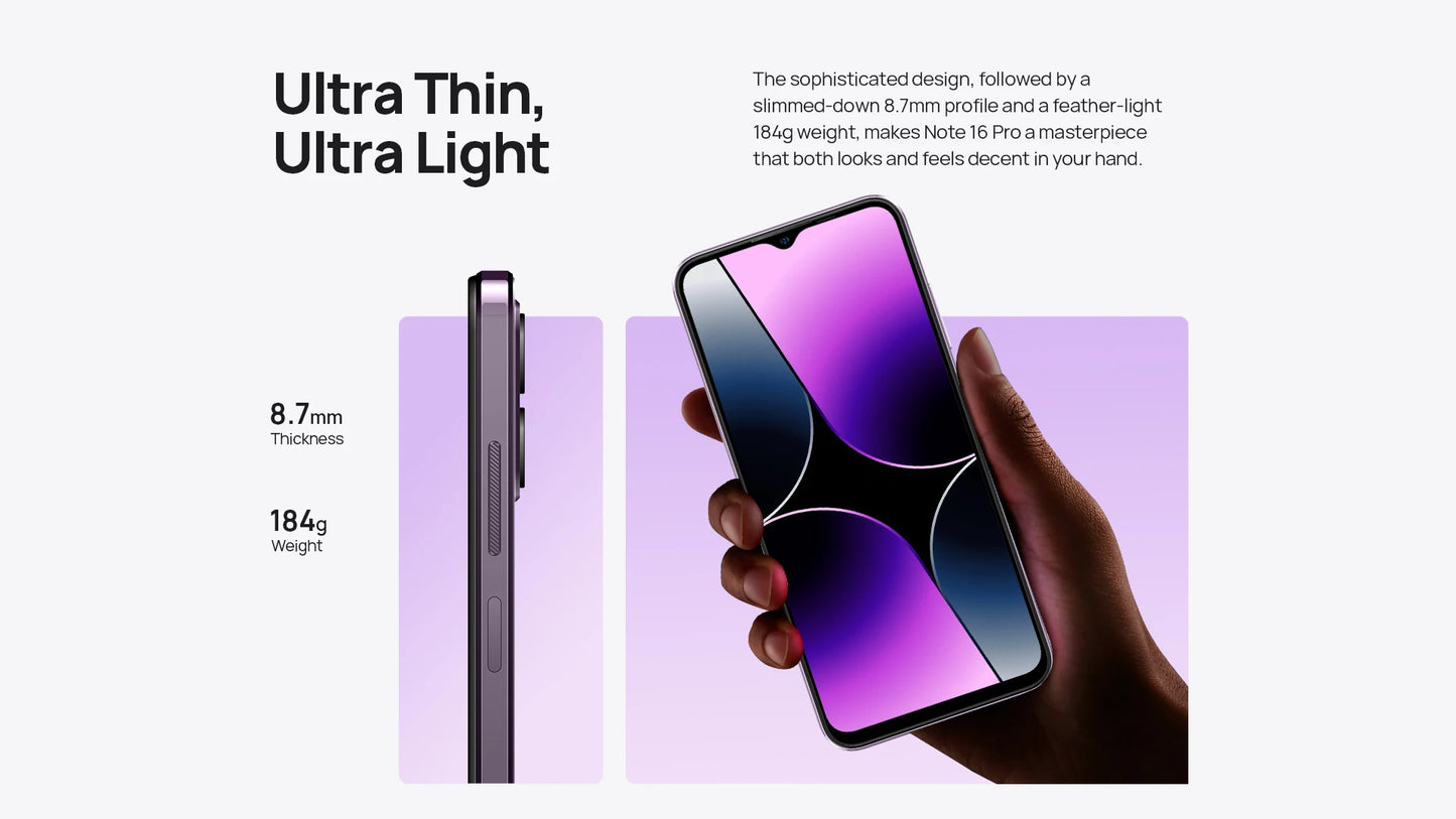 Ulefone Note 16 Pro 4G,16 ГБ（8ГБ+8ГБ расширенной）256 ГБ,Android 13, телефон,50 МП, 6,52 дюйма,4400 мАч,GPS,глобальная версия