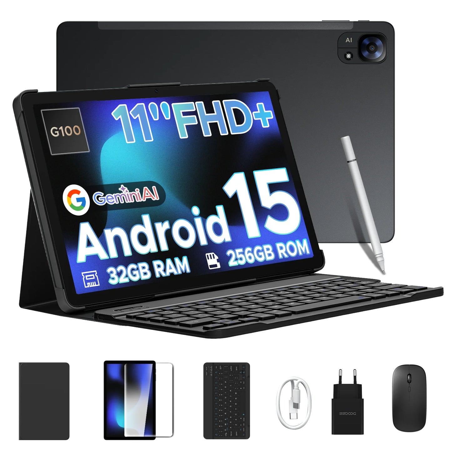 Global Version Doogee Tab E3 Tablet Pc Android 15 Gemini Ai 11-Inch Ultra-Clear 32Gb(8+24) 256Gb Helio G100 8800Mah Battery Tablet