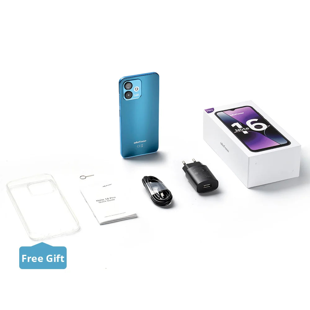 Ulefone Note 16 Pro 4G,16 ГБ（8ГБ+8ГБ расширенной）256 ГБ,Android 13, телефон,50 МП, 6,52 дюйма,4400 мАч,GPS,глобальная версия