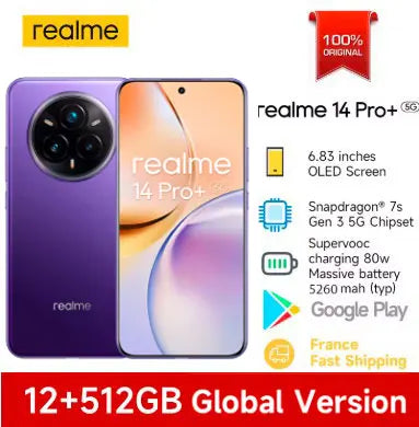 2025 Realme 14 Pro+ Smartphone 5g Snapdragon 7S Gen 3 6.83'' 120Hz Oled Screen  realme 14 Pro Plus Nfc Global Version