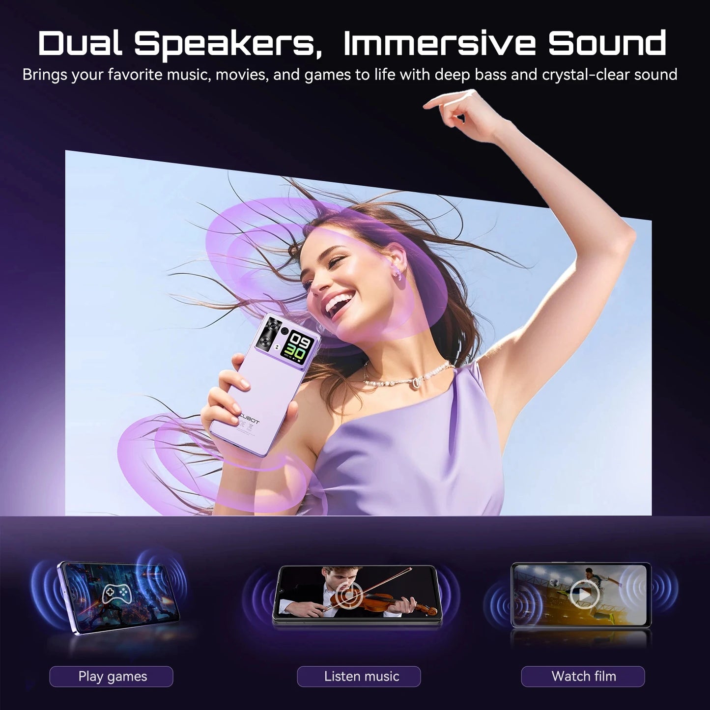 Cubot Smartphone P90,Dual Speakers,Android 15,6.88" 120Hz Display,24GB(12GB+12GB)RAM,256GB ROM,G100 Octa-core,64MP Camera,NFC