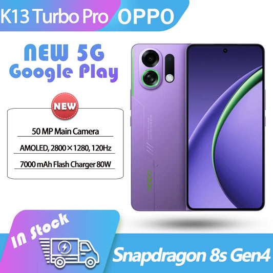 NEW OPPO K13 Turbo Pro 5G 6.8" AMOLED Snapdragon8s Gen4 120Hz 7000mAh Battery 80W SuperVOOC 50MP Camera NFC OTA ColorOS15 Turbo