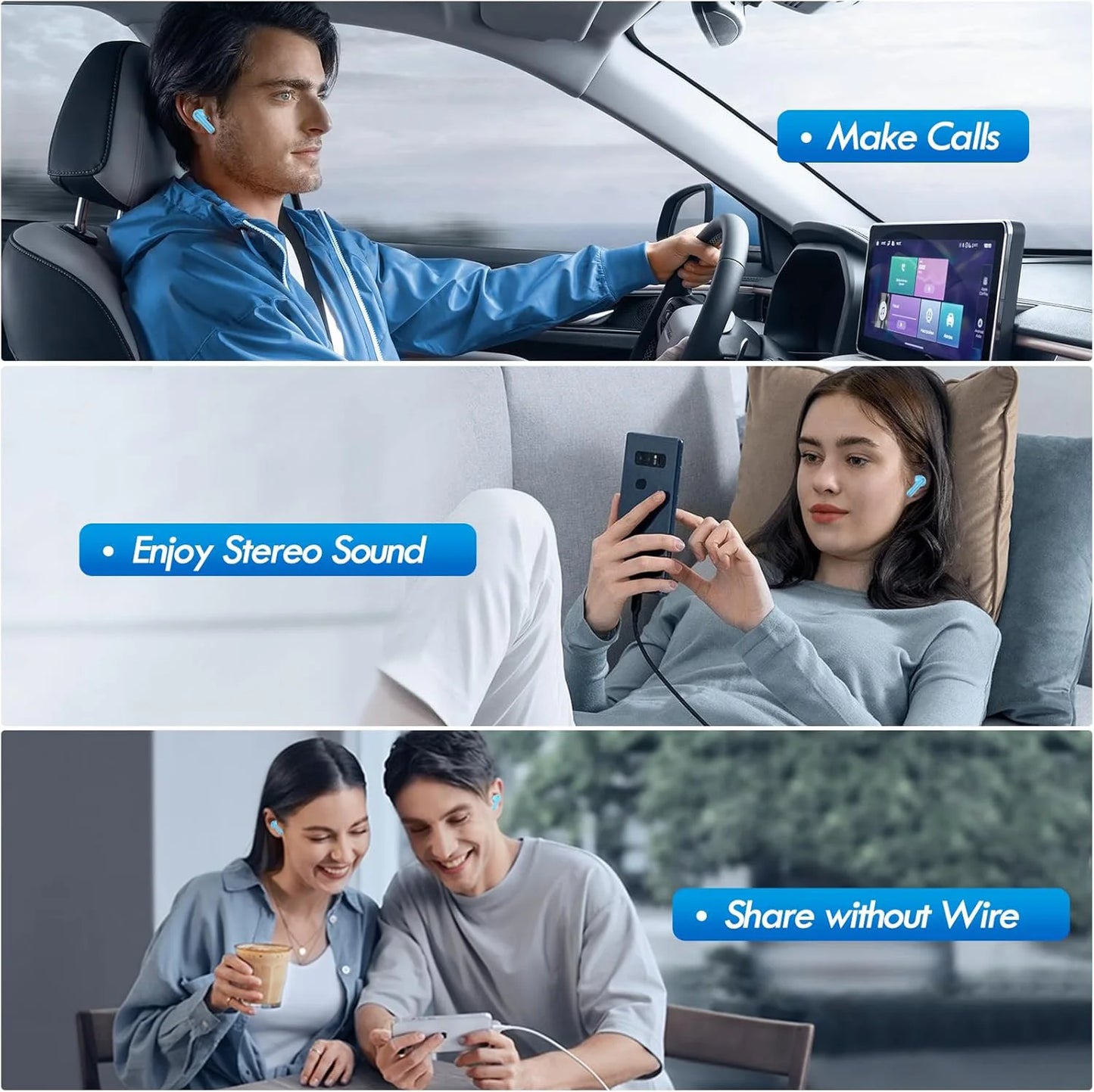 Original New True Wireless bluetooth Earphones noise cancelling headhone HiFi stereo earbuds for sports and game headset