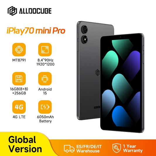 ALLDOCUBE iPlay70 mini Pro Tablet 8.4" 90Hz Display MT8791 16GB（8GB+8GB Virtual）RAM 256GB ROM 4G LTE 6050mAh Android15