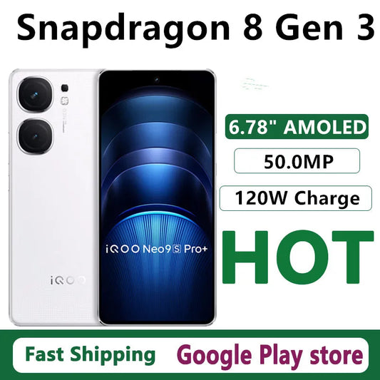 Original Vivo Iqoo Neo 9S Pro+ Mobile Phone Snapdragon 8 Gen 3 Android 14.0 OTA 6.78" AMOLED 144HZ 50.0MP 120W Charge 5500mAh
