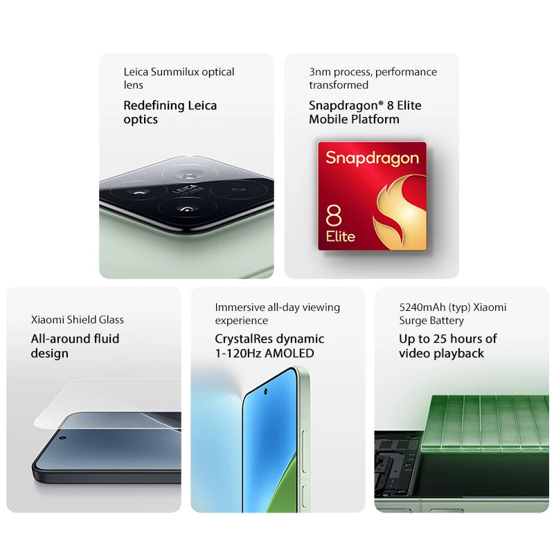 Global Version Xiaomi 15 5G Smartphone Snapdragon® 8 Elite Mobile Platform 6.36" 3200 nits ultra-bright display 50MP Camera