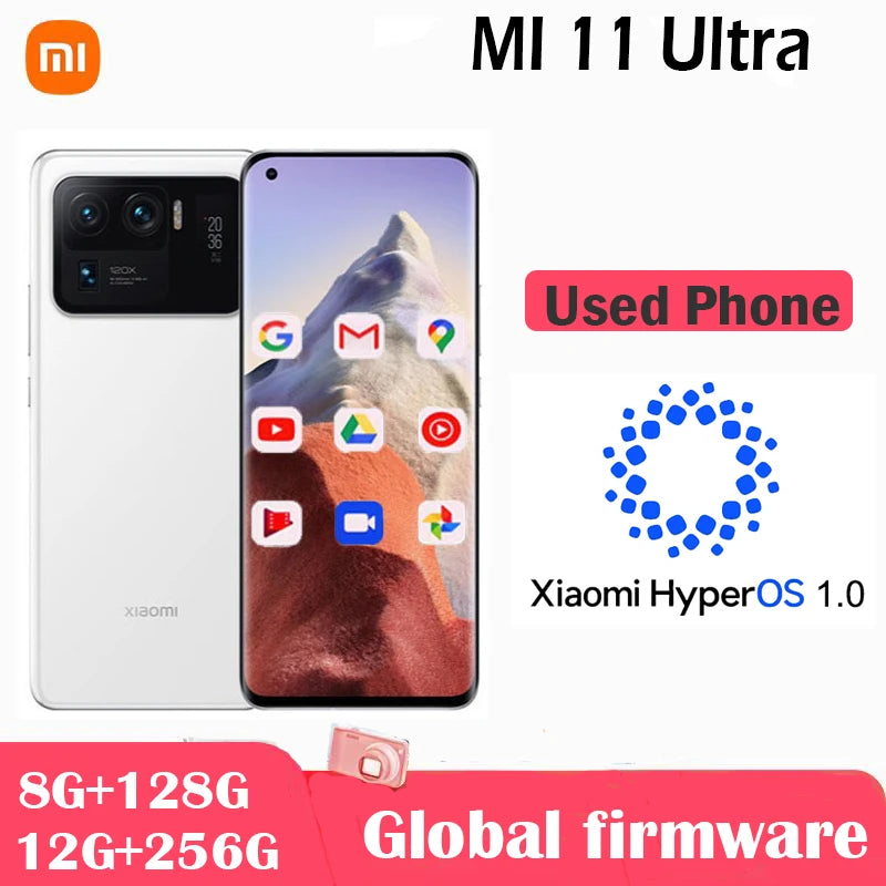 Xiaomi Mi 11 Ultra Smartphone 5G HyperOS 1.0  5000mAh Battery Octa-core 50MP Camera 6.81” Display Android used phone