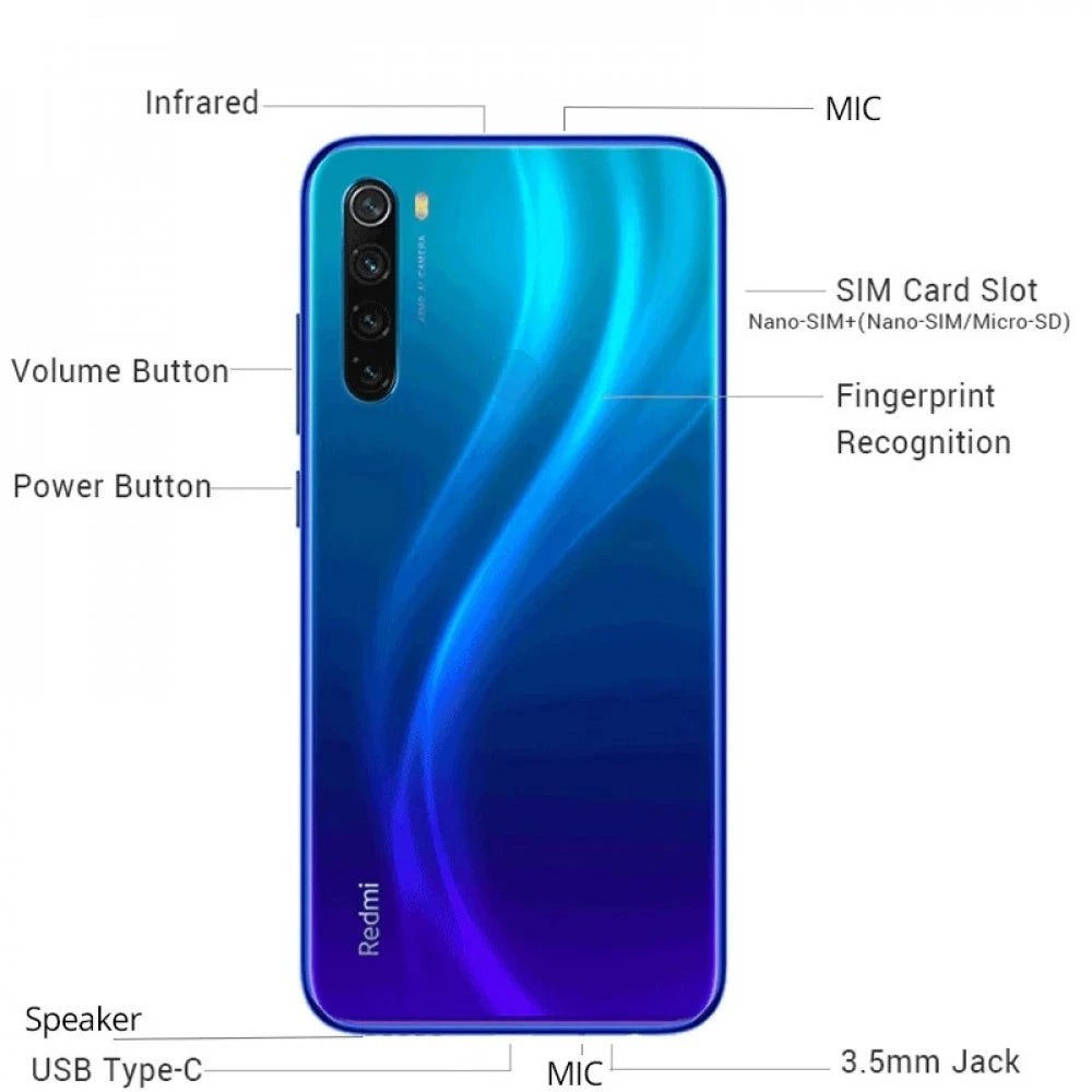 Xiaomi Redmi Note 8/Note 8 pro Global Firmware Smartphone with Phone Case Original Android Phone 4000mAh Battery Quad Cmaera