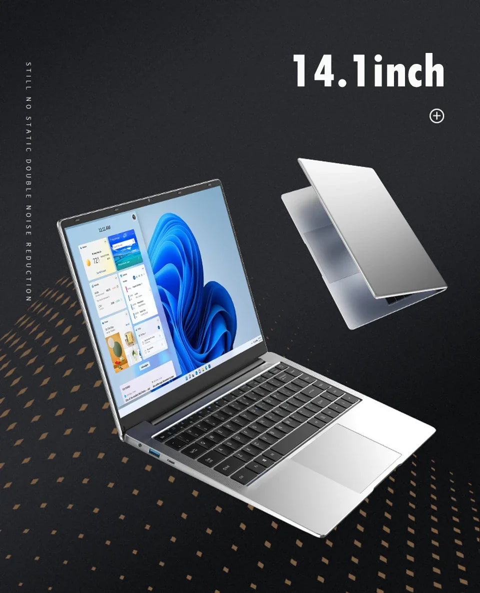14.1" laptop Notebook Windows 11 intel Atom A3950 Laptop Computer 12GB RAM 2TB SSD 1920*1080P learning Notebook PC Computer