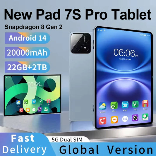 2025 NEW Original Android 14 Pad 7S Pro 22TB+2TB Global Version Snapdragon 8gen2 5G WiFi 20000mAh Dual SIM GPS HD 4K Tablet PC