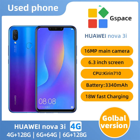 Huawei nova 3i 4G Unlocked Mobile phone 6.3 inch LCD Screen Android 16MP Camera Good condition used phone