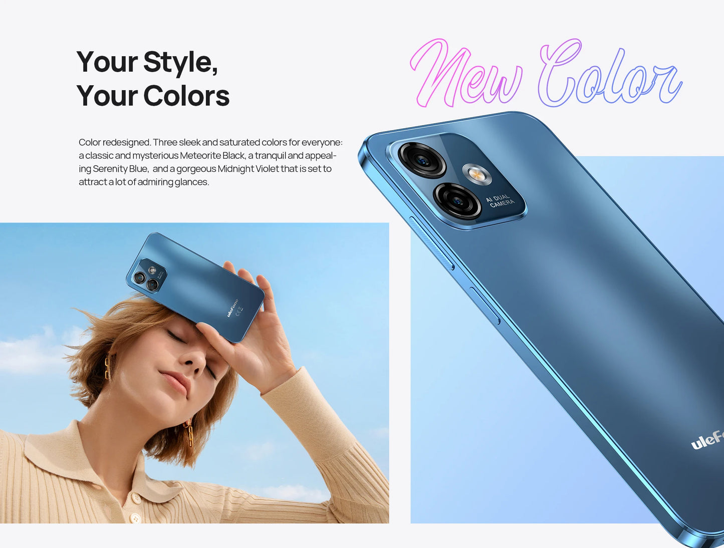 Ulefone Note 16 Pro 4G,16 ГБ（8ГБ+8ГБ расширенной）256 ГБ,Android 13, телефон,50 МП, 6,52 дюйма,4400 мАч,GPS,глобальная версия